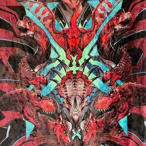 Lost Lands Dinosaur Red and Black Throw Blanket